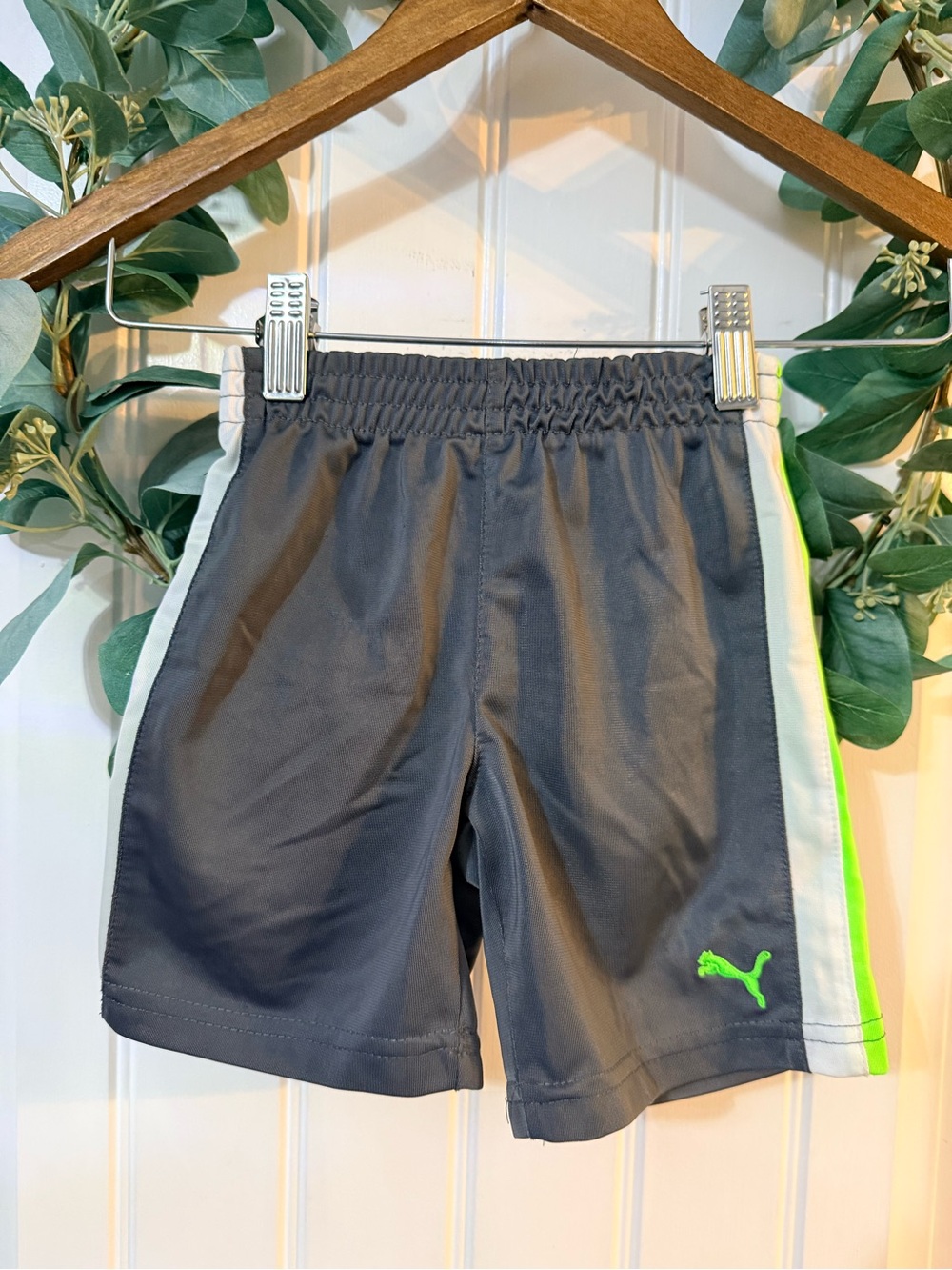 💫10/$25 • Puma Boys' Gray Athletic Shorts with Neon Green Accent
